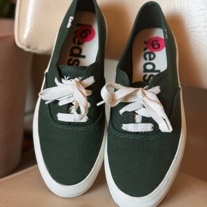Keds Women's Dark Green Canvas Sneakers - Never Worn - Size 6